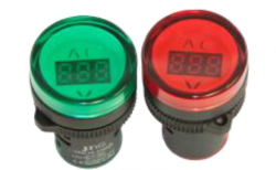 Sinaleiro Voltímetro LED  corpo plástico, p/ furos de 22mm, tensões disponíveis 50Vca a 500Vca, Verde ou Vermelho 