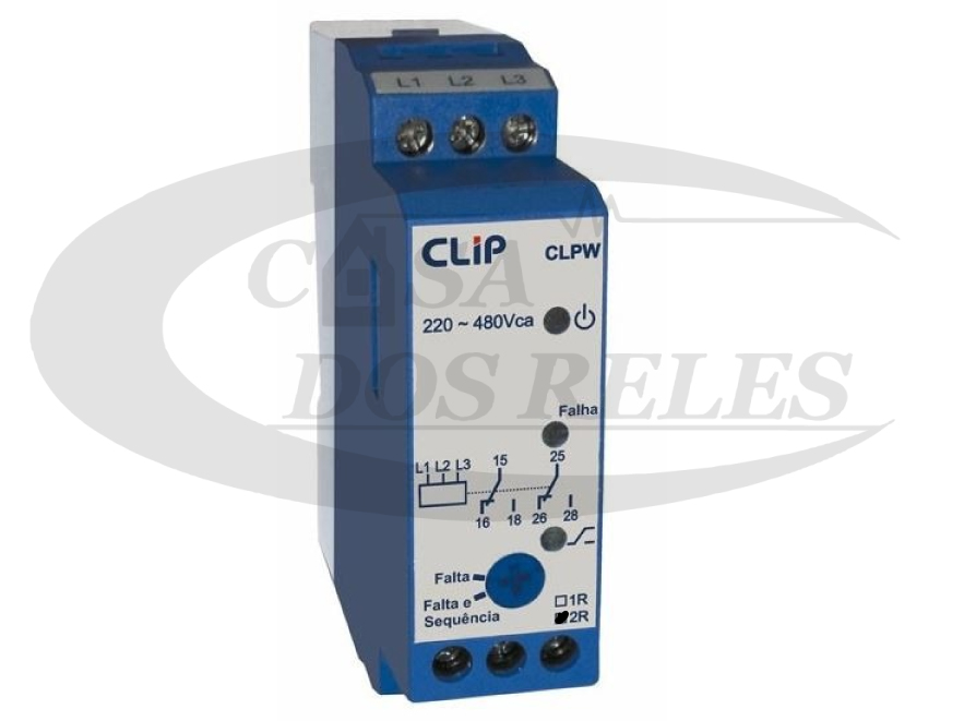 Monitor Clip Falta e Sequencia de fase CLPW 2 Contatos 220-480V  Imagem 1