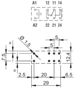Rele Finder  4061.70  12/24/48VCC  OU 24/110/220VAC 16Amp 1Rev. p/circuito impresso Imagem 3